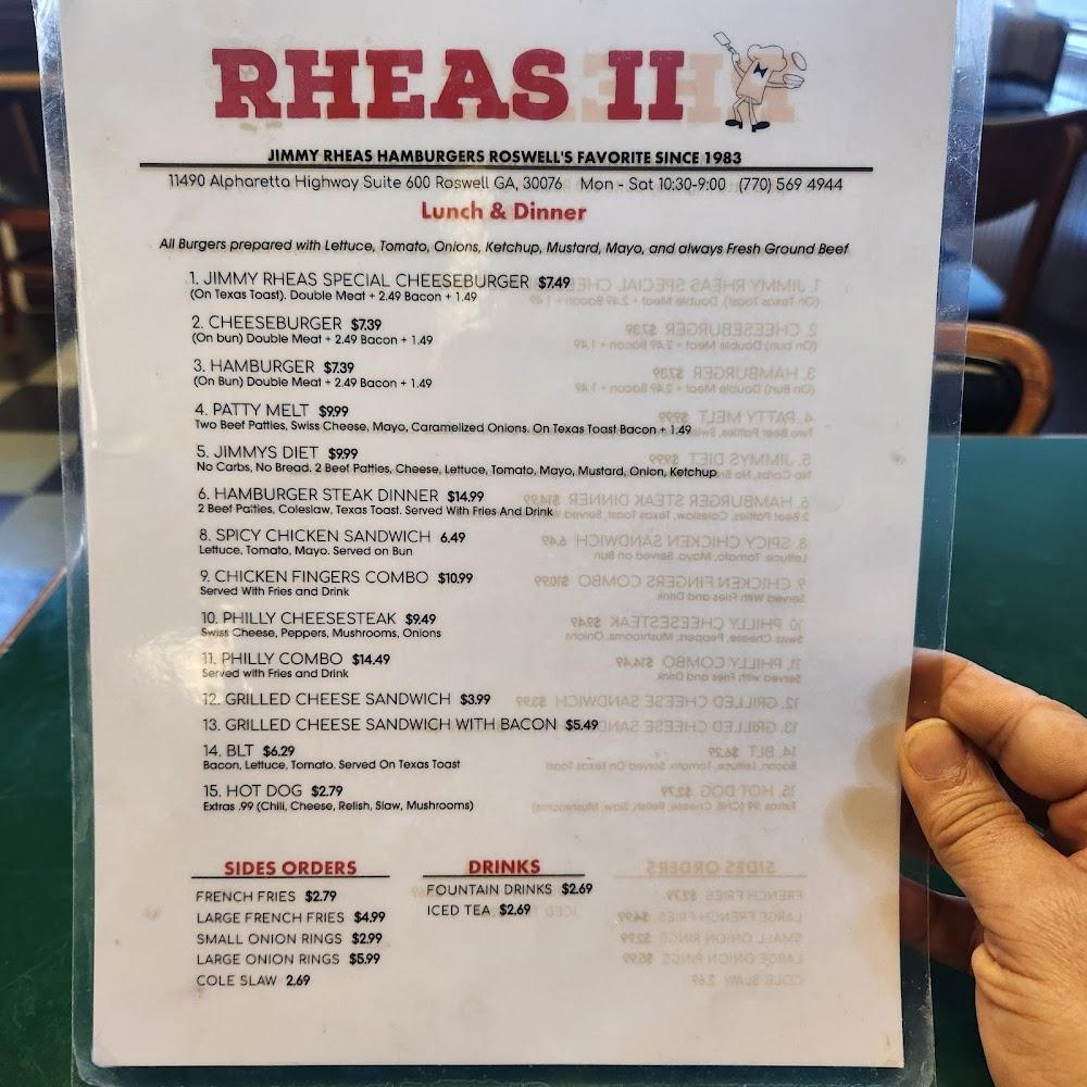 Rhea's 2 Menu image 3